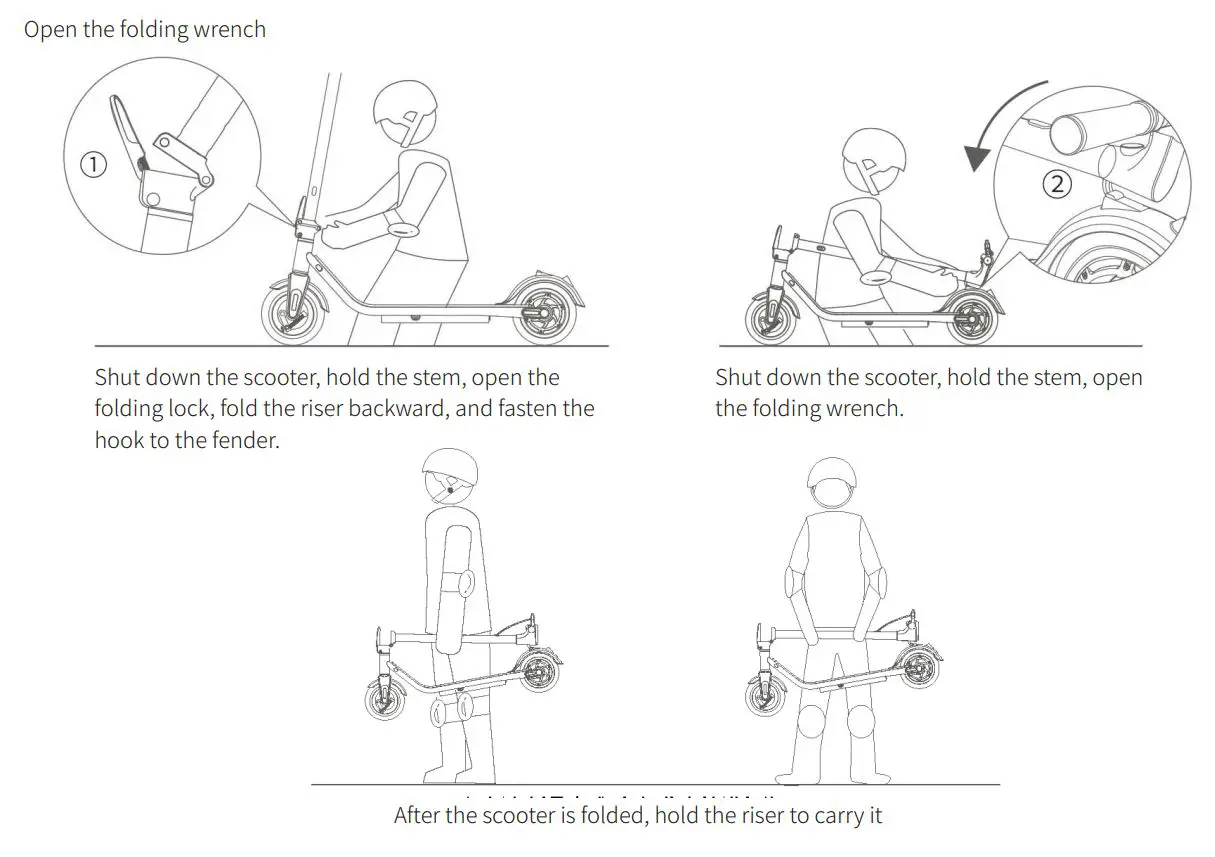 INMOTION A1F Series HY-I.A1F-SCVEN00037-US Electric Scooter User Manual - Folding and carrying