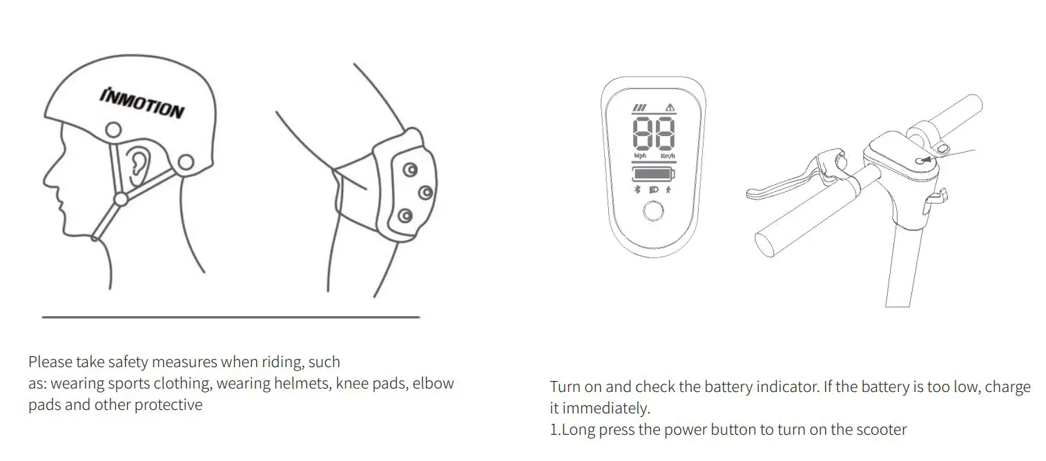 INMOTION A1F Series HY-I.A1F-SCVEN00037-US Electric Scooter User Manual - How to ride