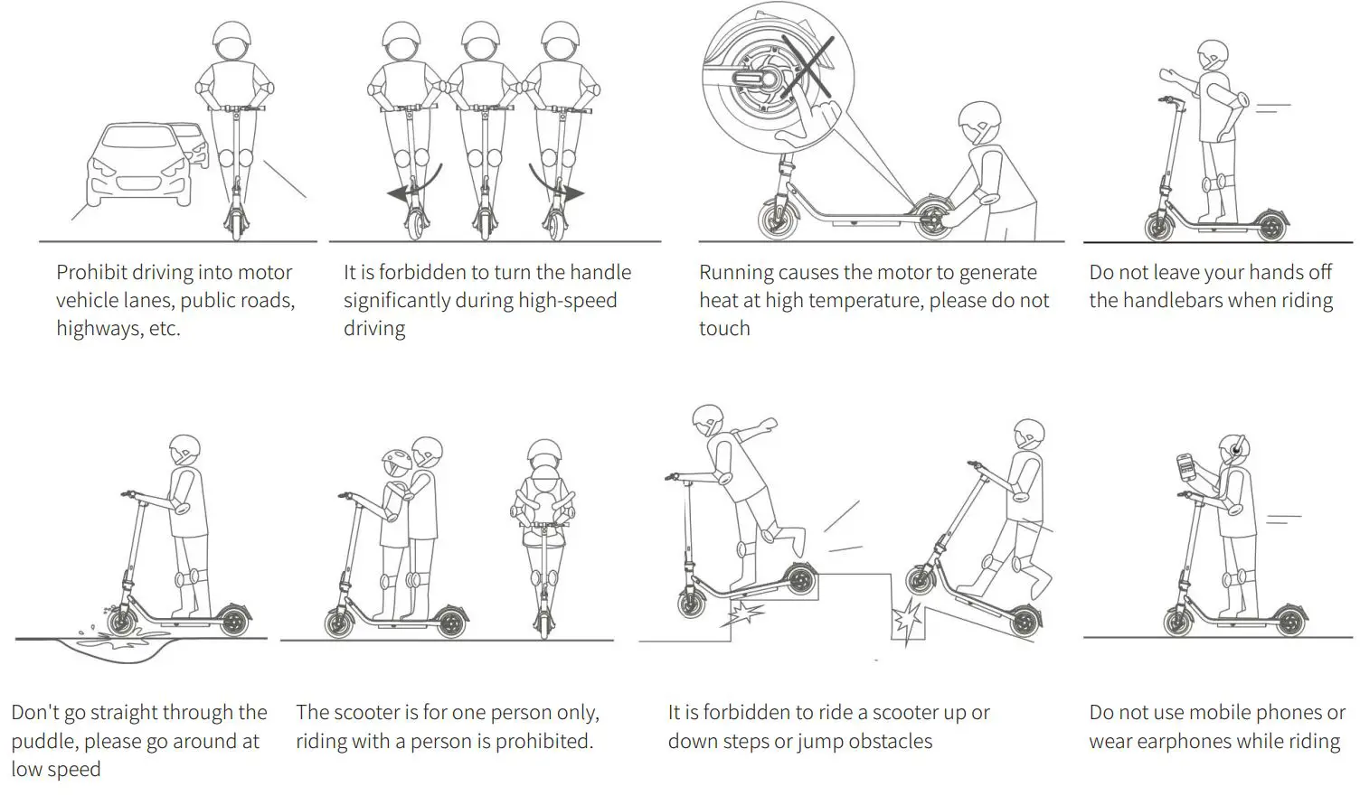 INMOTION A1F Series HY-I.A1F-SCVEN00037-US Electric Scooter User Manual - Potential Safety hazards