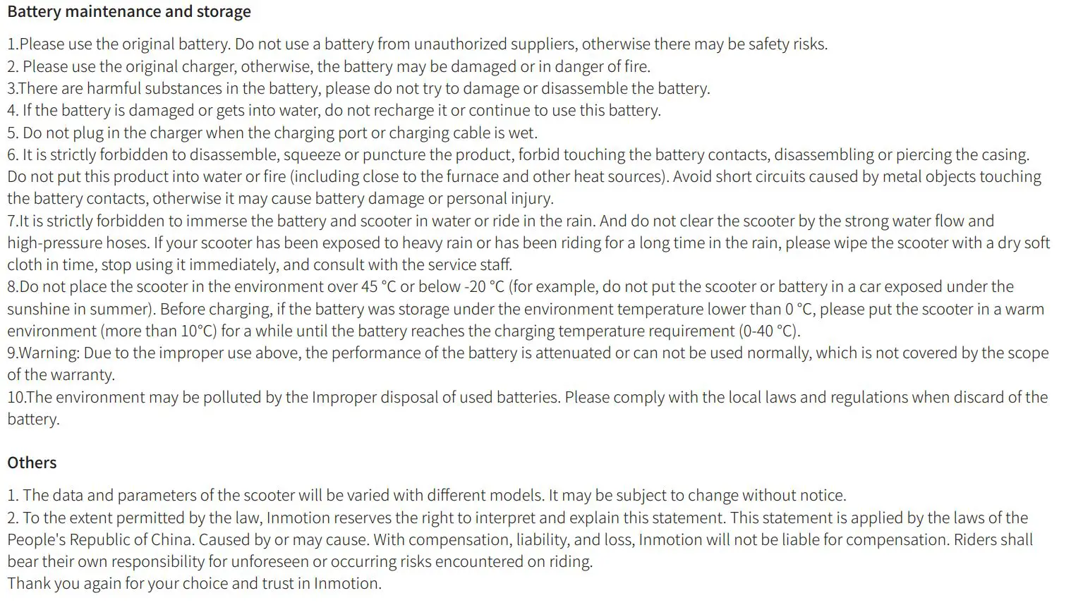 INMOTION A1F Series HY-I.A1F-SCVEN00037-US Electric Scooter User Manual - Trademarks and legal notices