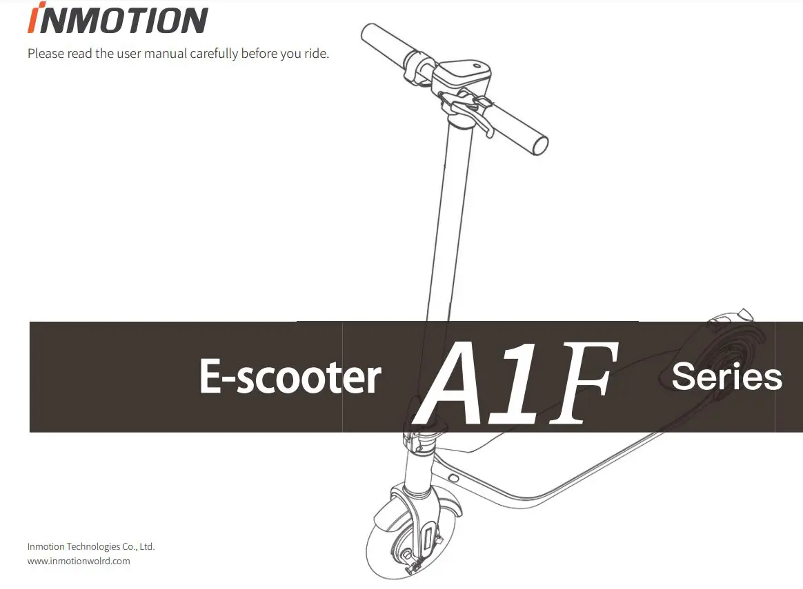 INMOTION A1F Series HY-I.A1F-SCVEN00037-US Electric Scooter User Manual