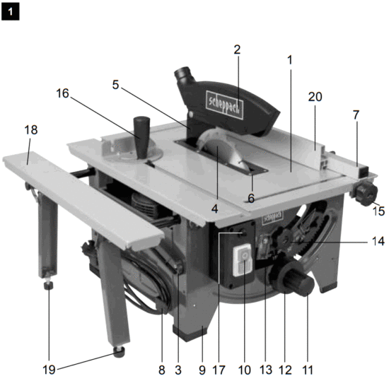scheppach HS80 Table Saw - Fig 1