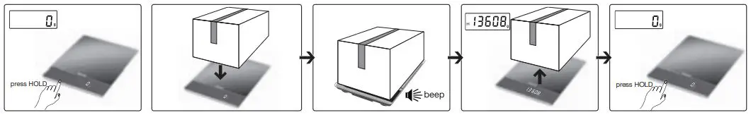 beurer KS 34 Digital Kitchen Scale Instructions - Weighing large objects