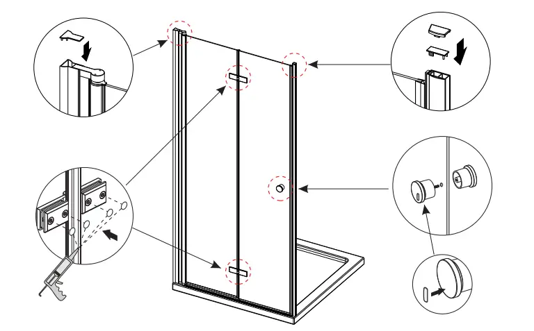 AQUABATOS NBD04 Foldable Glass Shower Wall Walkin Walk-In Shower FIG 9