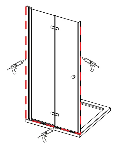 AQUABATOS NBD04 Foldable Glass Shower Wall Walkin Walk-In Shower FIG 11