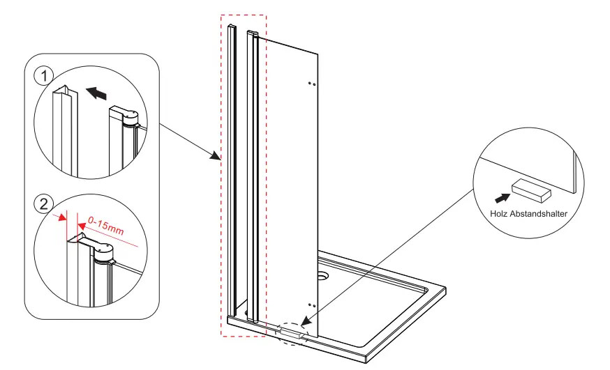 AQUABATOS NBD04 Foldable Glass Shower Wall Walkin Walk-In Shower FIG 5