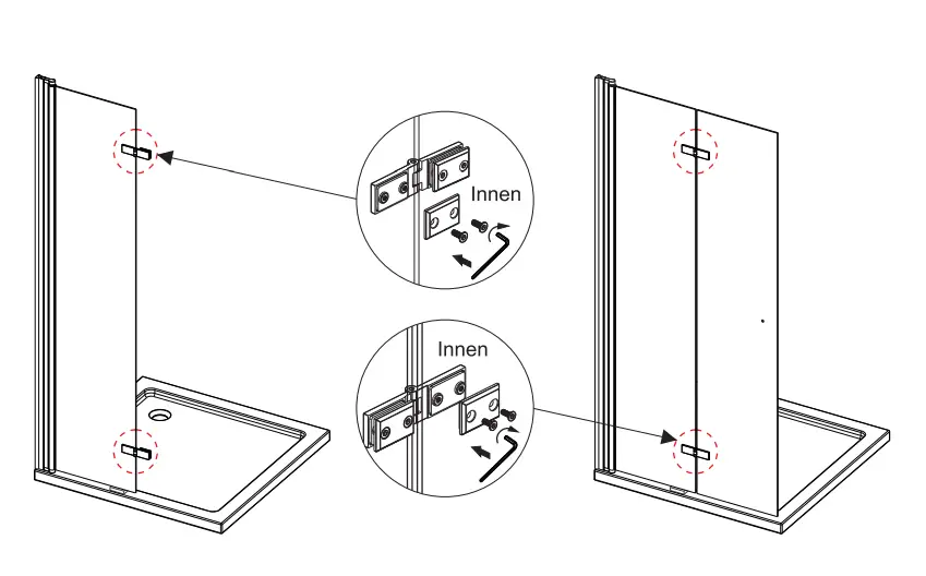 AQUABATOS NBD04 Foldable Glass Shower Wall Walkin Walk-In Shower FIG 6