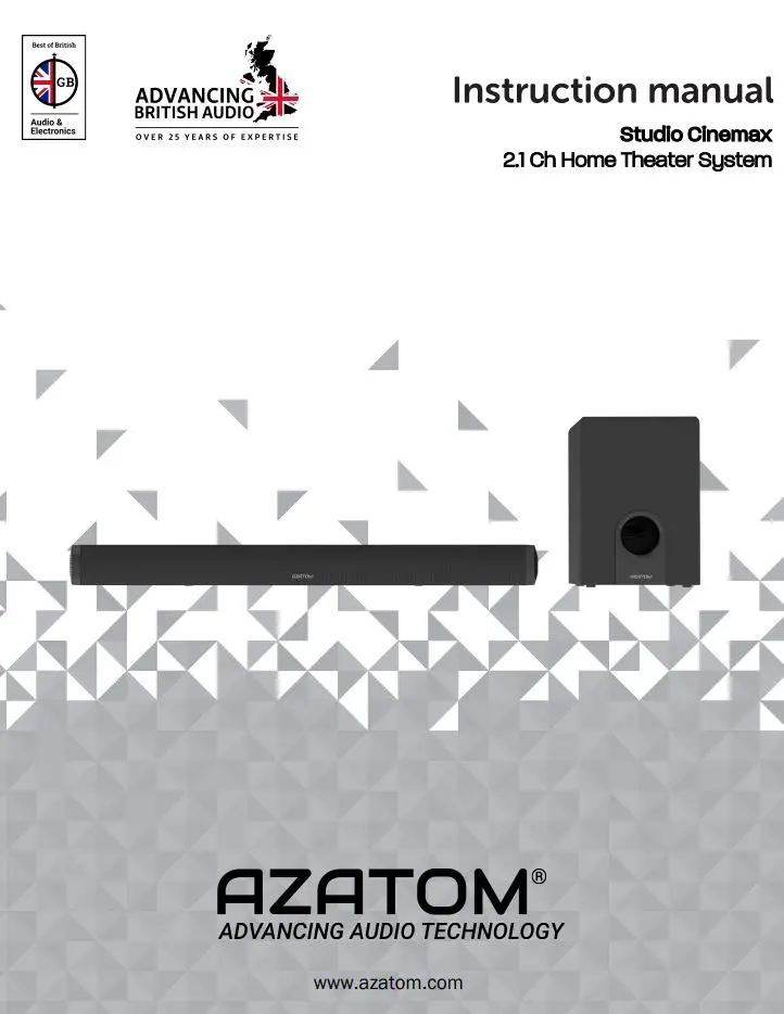 AZATOM Studio Cinemax 2.1 Ch Home Theater System Instruction Manual