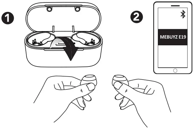 MEBUYZ True Wireless Earbuds E19 -both