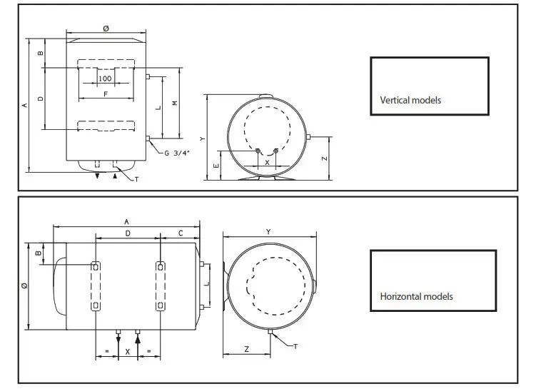 ARISTON PRO1 R INOX ABS 80V Water Heater - scheme
