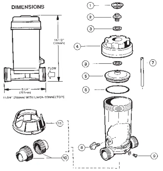 HAYWARD CL100 110 CL200 220 Automatic Chlorine Feeders SPARE PARTS1