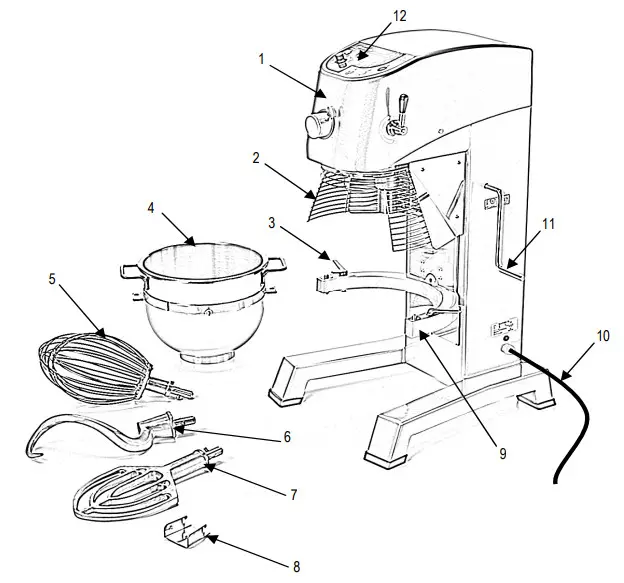fem BT10 10 Liter Planetary Mixer - machine composition