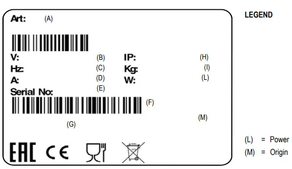 fem BT10 10 Liter Planetary Mixer - number plaque