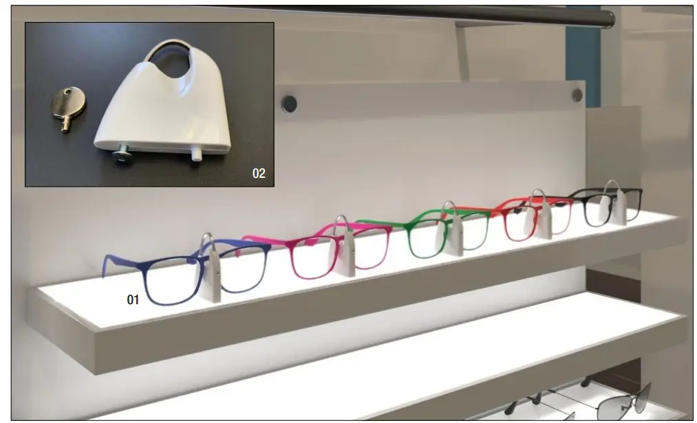 Individual Eyewear Lock for Vertical or Horizontal