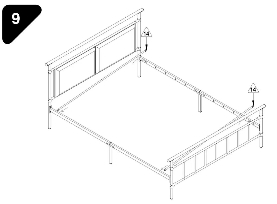 GOJANE W36833332LWY Modern Metal Platform Bed Assembly Instructions illustration