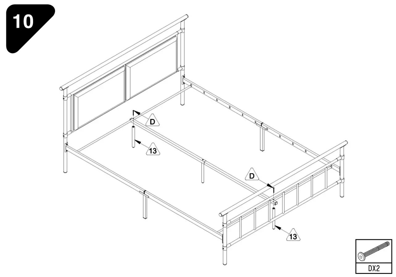 GOJANE W36833332LWY Modern Metal Platform Bed Assembly Instructions illustration