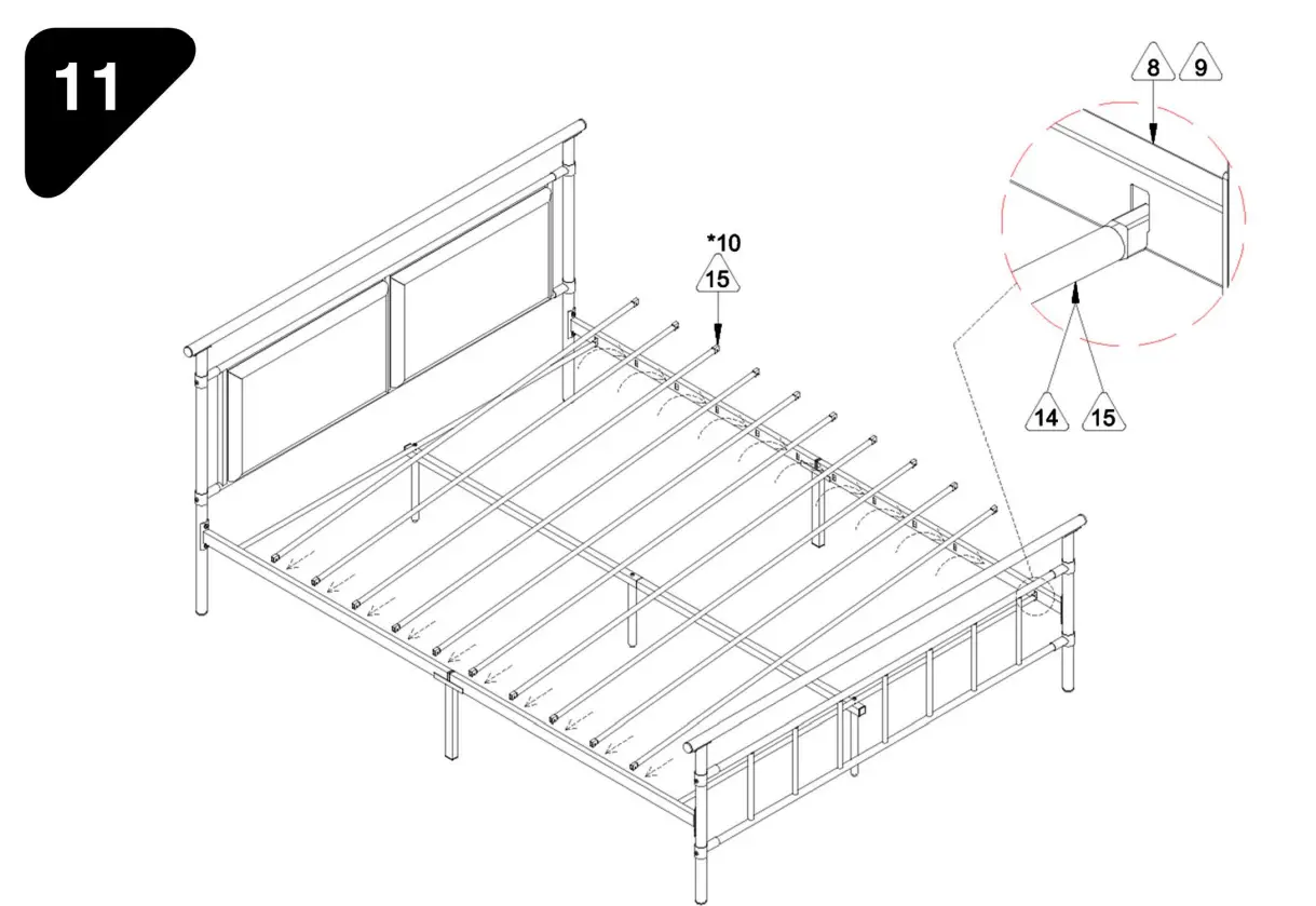 GOJANE W36833332LWY Modern Metal Platform Bed Assembly Instructions illustration