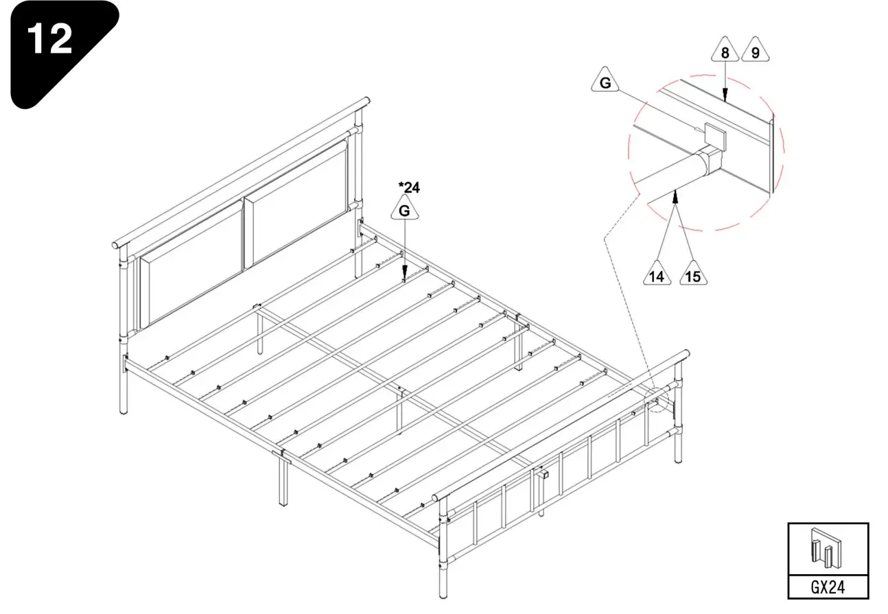 GOJANE W36833332LWY Modern Metal Platform Bed Assembly Instructions illustration