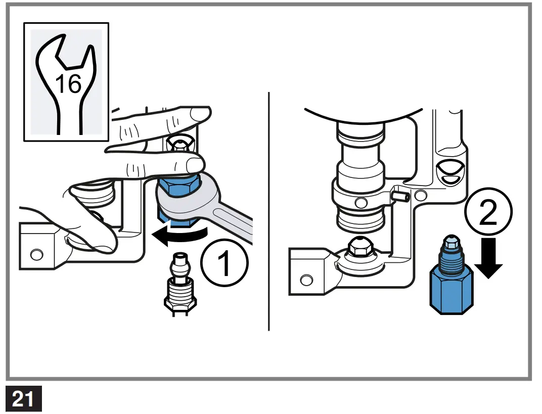 Replacing the inner flame nozzle on the multi-crown
burner