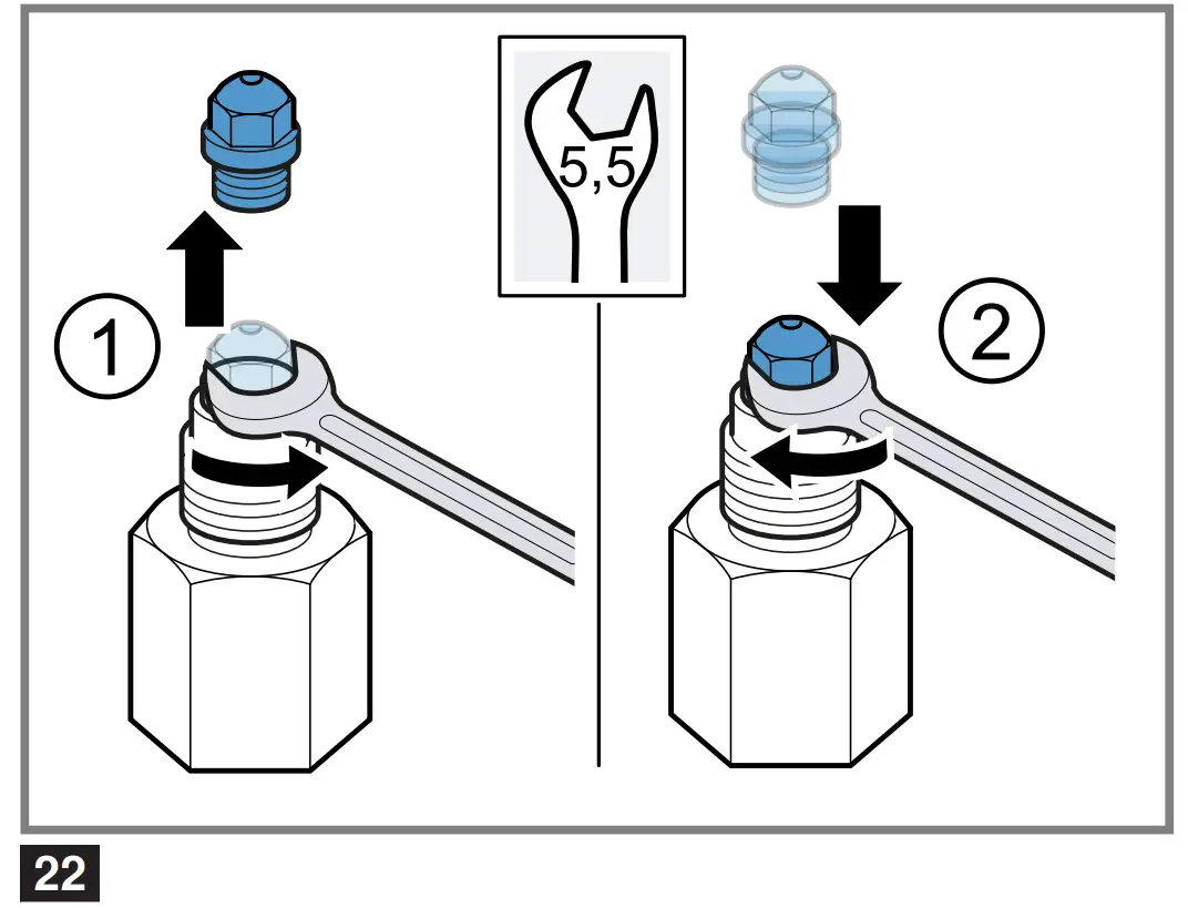 Replacing the inner flame nozzle on the multi-crown
burner