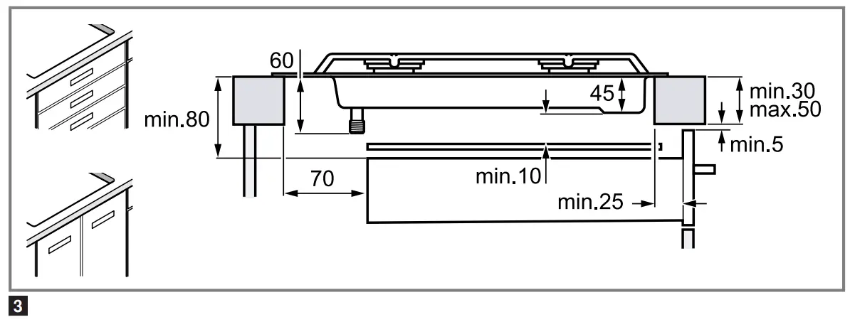 SIEMENS ER9A6SB70 Gas Hob Dimensions