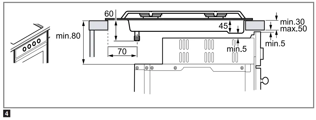 SIEMENS ER9A6SB70 Gas Hob Dimensions