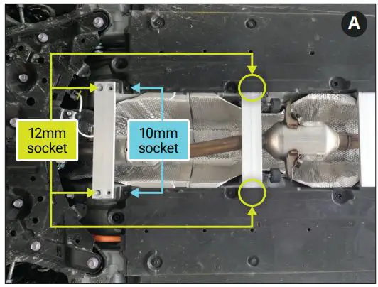 CATSHIELD CS-TOY-COR-G12 2020-2022 Toyota Corolla Cat Shield Installation Guide - Remove front reinforcement brace bolts