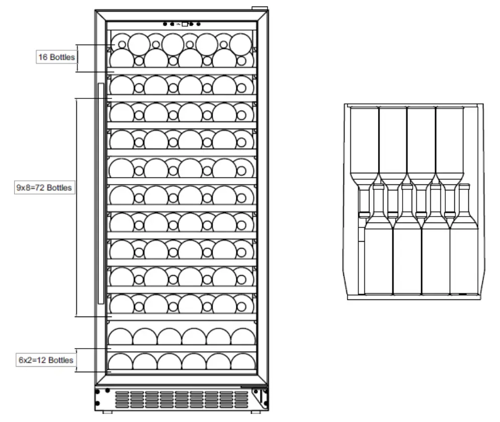 Whynter 100 Bottle Built-in Stainless Steel Compressor Wine Refrigerator with Display - Storage
