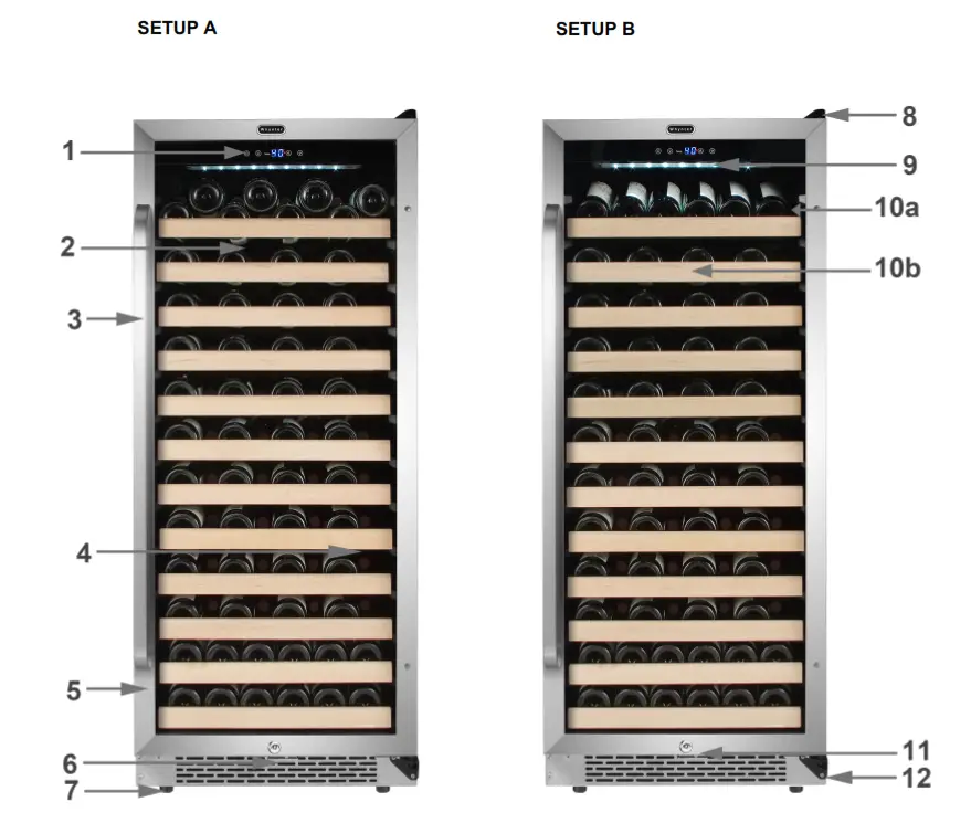 Whynter 100 Bottle Built-in Stainless Steel Compressor Wine Refrigerator with Display