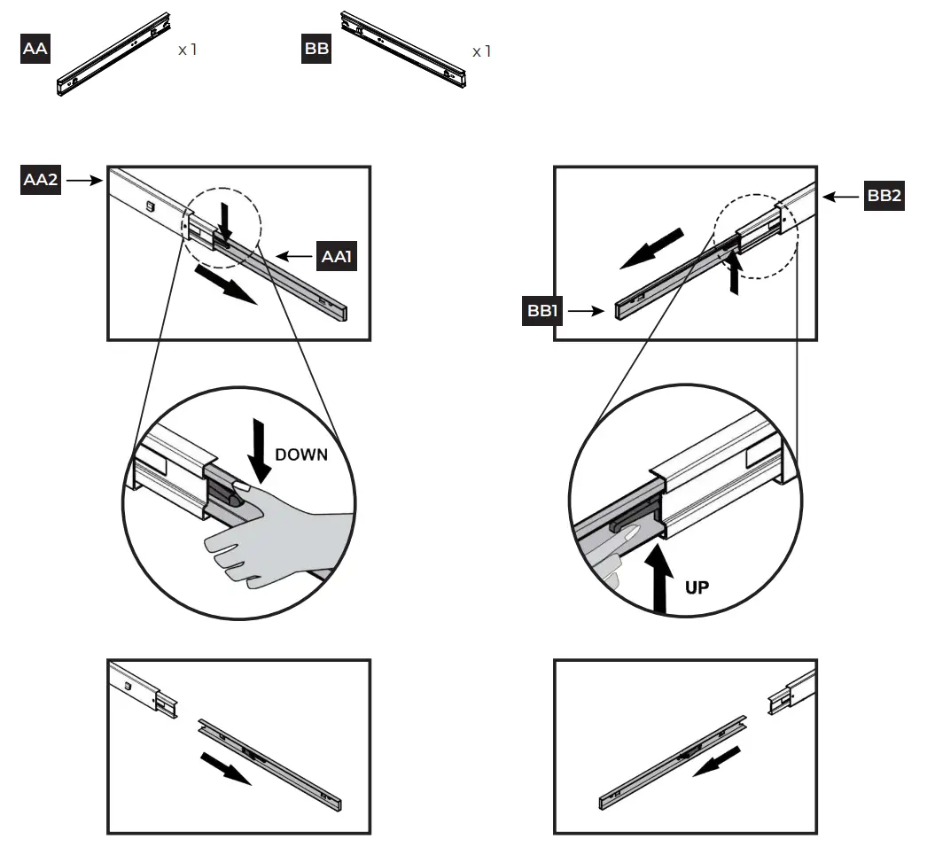 Remove inner drawer glides from outer drawer glides