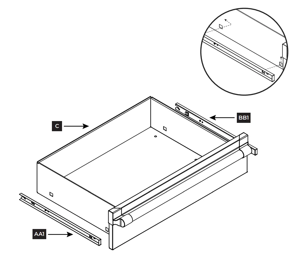 Attach inner glides to drawer