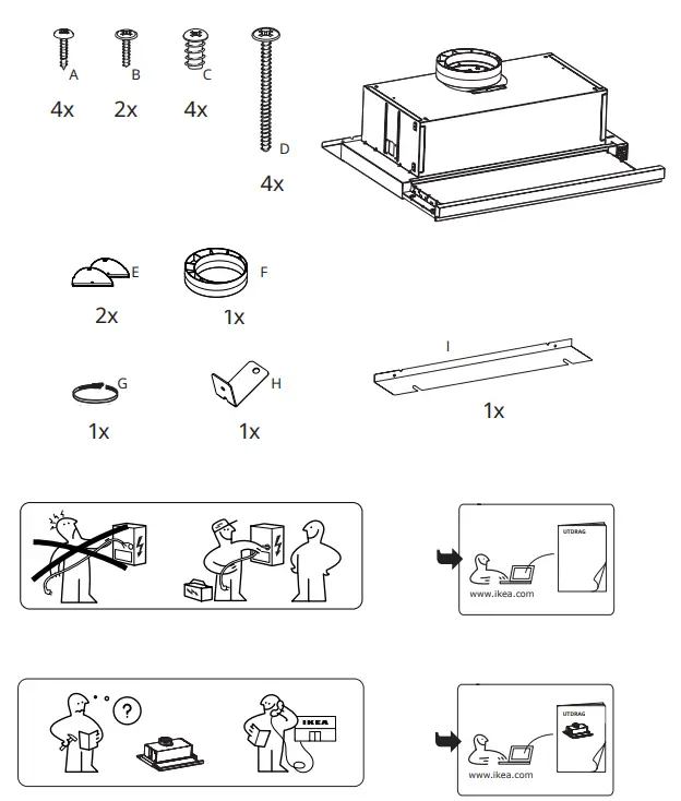 IKEA 603.922.98 UTDRAG Built In Extractor Hood - fig 1