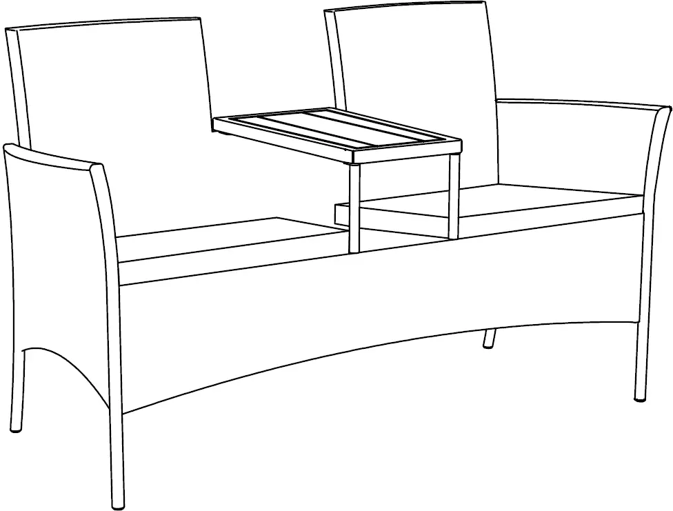 DocResources Double Chair Bench with Table