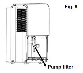 Whynter Elite D-Series Portable Dehumidifier - Clean the pump filter