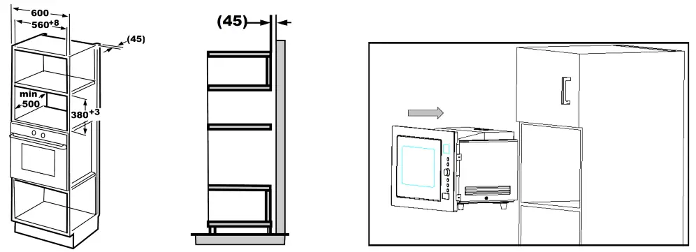 omega OMW34X Microwave Oven-Built-In Dimensions