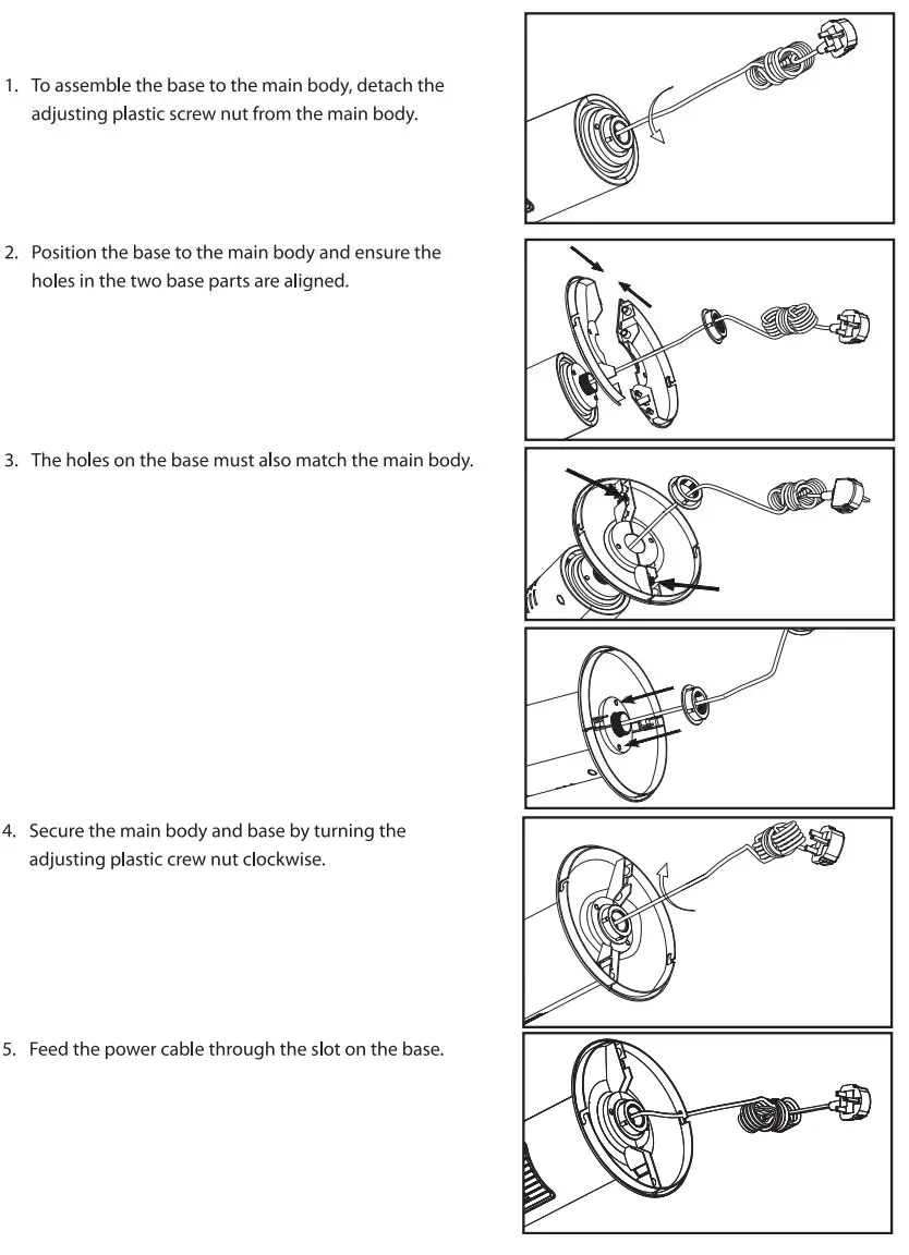 BLAUPUNKT 332708 3 inch Tower Fan Owner’s Manual - Assembly of Base