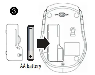 INSIGNIA Wireless Mouse 3-Button - Insert the included AA battery