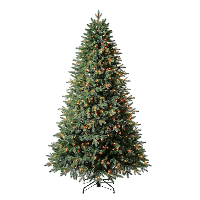 EVERGREEN CLASSICS TG76P4C27P00 7.5-ft Holiday Symphony Pre-lit Traditional Artificial Christmas Tree pro