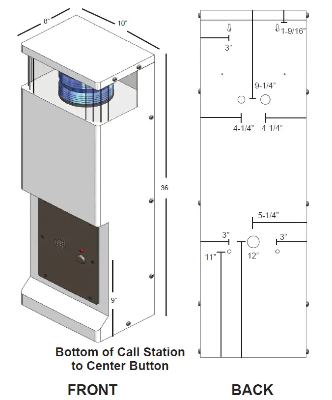 RATH 2100-CLL Landline 12v 36 Inch Emergency Call Station fig1