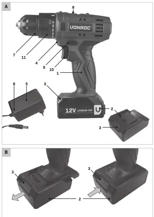 VONROC CD502DC Cordless Drill