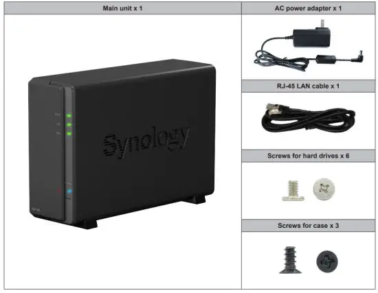 Synology DS118 DiskStation - Package Contents