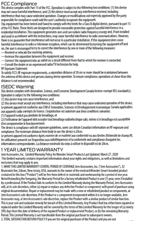 MONSTER MLB7-1034-RGB Prism 3D LED ART Panels User Guide - Notes