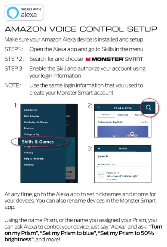 MONSTER MLB7-1034-RGB Prism 3D LED ART Panels User Guide - Voice Control