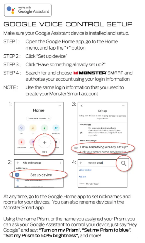 MONSTER MLB7-1034-RGB Prism 3D LED ART Panels User Guide - Voice Control