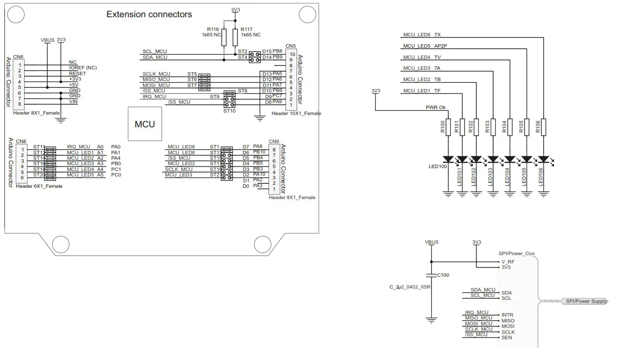 ST UM3007 NFC Card Reader Expansion Board - Schematic diagrams 1