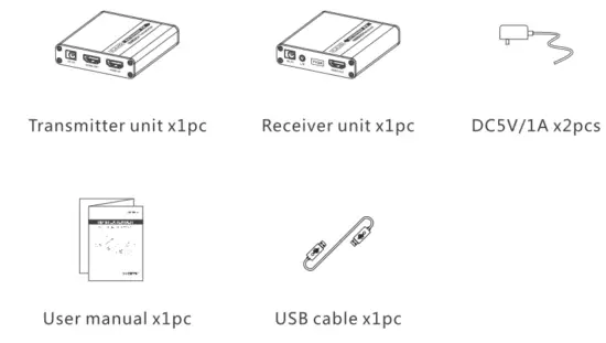 LENKENG LKV223KVM KVM Point to Point HDMI Extender - Package Contents