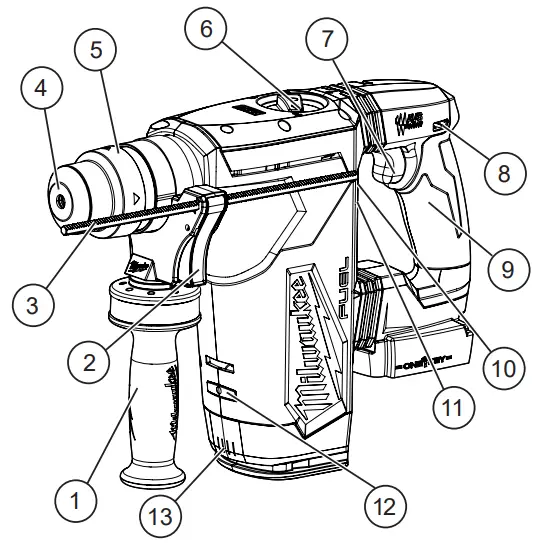 milwaukee M18 FHP Fuel 28 Mm SDS Plus Rotary Hammer with One Key-fig1