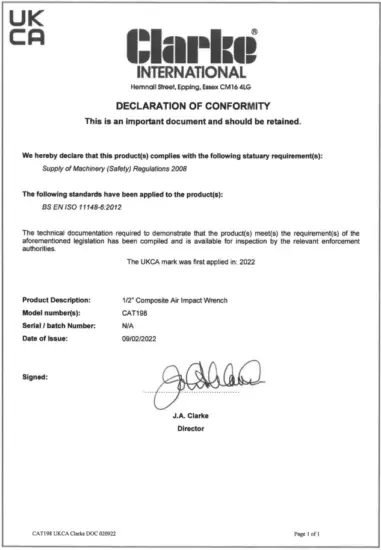 DECLARATION OF CONFORMITY