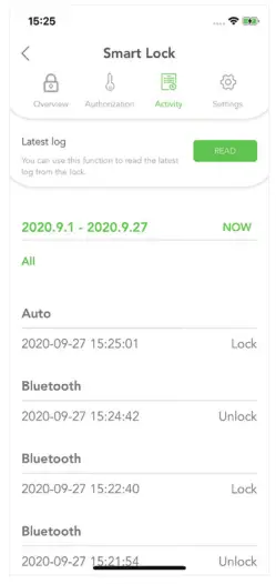 VOCOLINC TGUARD Smart Lock Deadbolt Touch Screen Keypad - Activity