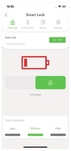 VOCOLINC TGUARD Smart Lock Deadbolt Touch Screen Keypad - Low Battery Warning